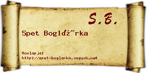 Spet Boglárka névjegykártya